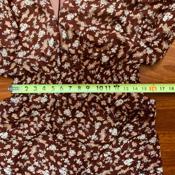 Victorian boho v-neck ruffled gypsy maxi brown burgundy floral western dress - Picture 12 of 14